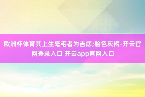 欧洲杯体育其上生毫毛者为吉痣;脸色灰褐-开云官网登录入口 开云app官网入口